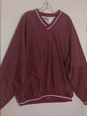 Rawlings pullover windbreaker jacket mens 3XL maroon vneck lined baseball